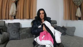 fur hooded downjacket obsession – masturbation, layering & intense orgasm