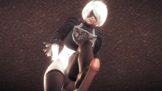 Nier Automata 2B does Tremendous Devils Pedicure with her Tights