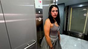 I meet my horny neighbor in the elevator and fuck his dirty cock without my husband noticing! KyleiEllish