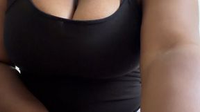 Ebony girl flashing her boobs