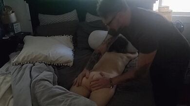 Hotwife gets a sensual massage from a male masseuse and loves it