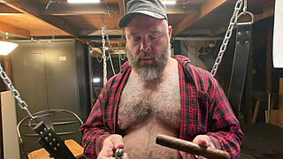 Daddy Kurt is Smoking and Stroking in the Garage Sling