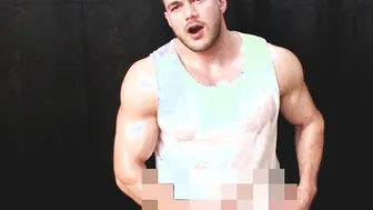 Solo Muscular Hunk Oils Up His Hard Cock for Sticky Handjob