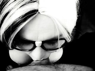 Hot nerd swallows a load