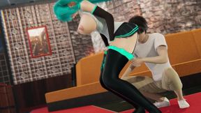 miku gets her boobs massaged, her ass licking and a big dildo in her pussy.