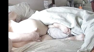 Granny’s gushing pussy spread for soles and fingers