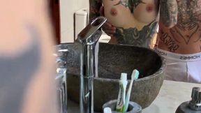 Fantastic gentle BlowJob from a charming tattooed blonde