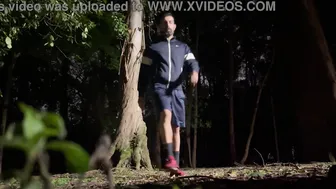 Latino Stud Jerks His Big Cock in Outdoor Park Solo