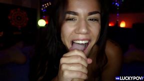 Sexy brunette Monica Sage loves sloppy blowjob and cock riding