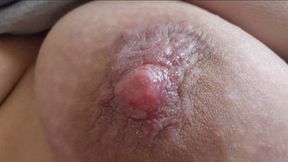 Hard Nipples Extreme Close Up - Detailed Pink Nipple View