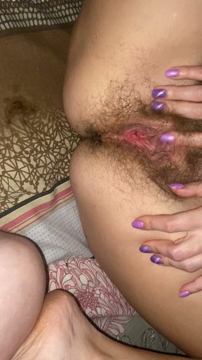 Horizontal View Hairy Pussy Fucking
