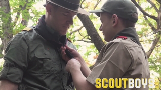 ScoutBoys - Hot hung Scoutleader barebacks cute hairless scout in wood