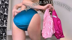 Shiny K&L Pixie Satin Fullback Panties Try On