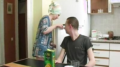 Slutty Russian mom Irene wants stepson's dick in that hairy cunt