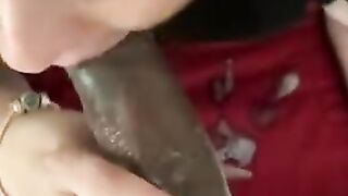 Super hoe blows big black cock point of view