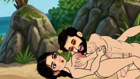 The husband and wife sat in the boat and went to the sea and there the husband fucked his wife with a big penis, a beautiful wife with big boobs.