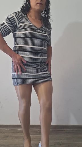 shiny pantyhose and high heels