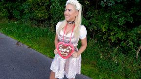 Bavarian COUGAR fucked hard at Oktoberfest, gets a facial and pees on him