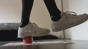 Crushing an apple with my Adidas sneakers