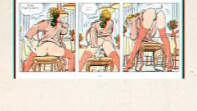 Busty MILF caught in comic erotic scene with teen