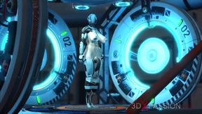 Space Hottie Gags Choked Destroyed by Futa Android Big Cock Rampage