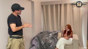 wow! hot redhead boss lady smooth talks house painter into sex!