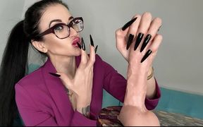 Long Black Nails, Fingers Sucking and Hot Handjobs