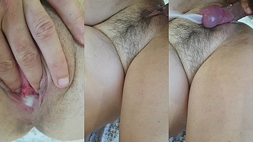 He Cum On My Hairy Pussy!