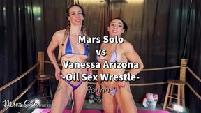 MARS SOLO VS VANESSA ARIZONA: OIL SEX FIGHT WRESTLE WITH STRAP ON PUNISHMENT ROUND