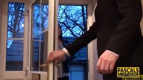 Spanked and ballgagged chubby submisive
