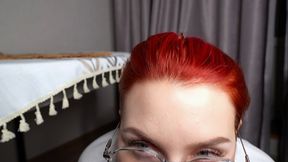 Redhead teacher gets her glasses covered in cum