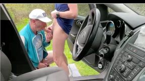 Cruising in My Car - Random Guy Jumps on My Cock and Eats It Like a Starved Pig