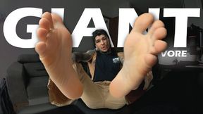 (POV) A giant alien Macabreink with a forked tongue and eyes black plays with a small human at his desk and ends up being eaten