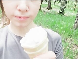 I eat ice cream in public