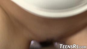 Barely legal teenie blows and rides a big dicked stud