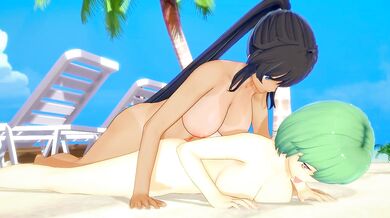 Futa Homura rides Hikage's tight little ass till creampie leaks