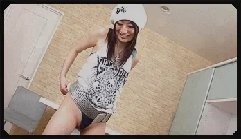 Pretty Asian babe stripping off in her spandex and plugged with sex toy