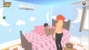 3D Femdom Milf ASS-SPANKING handjob on woodenhorse