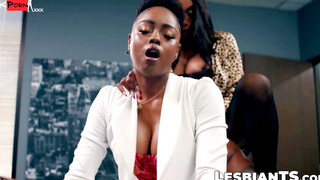 "Ebony Boss Lady Fucks Her Horny Secretary In The Office - Black GFs"