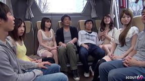 Raw JAV Group Sex Party with Young Japanese Teens and Boys on Bus