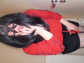 Sexy crossdresser cums while dirty talks (pov roleplay transmom)