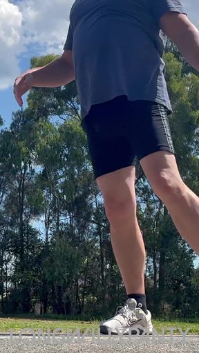 Straight guy playing basketball in public with his dick swinging.