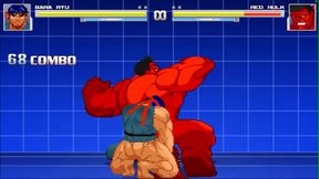 Ryu Fucks Hulk and Red Hulk in Intense Yaoi Game Action
