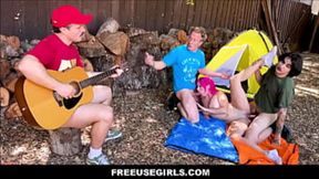 Raunchy Rendezvous on Camping Trip - Teens Gangbang'd by Multiple Males Under the Stars