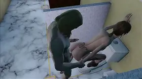 Slim Busty Chick Takes It Hard from Behind in Fallout Bathroom Fun