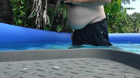 Fat belly in the pool