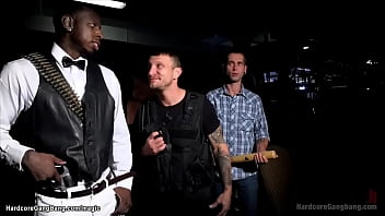 Tall Man and other guys gangbang slut