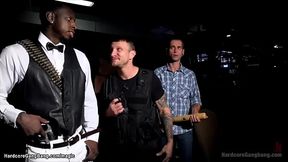 Tall Man and other guys gangbang slut