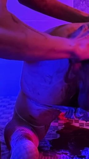 SISSY receives chocolate ENEMA ang a big BUTT PLUG before CUM   Clip 1