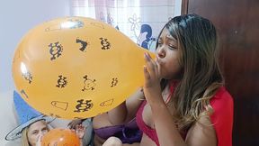 naughty little witches popping balloons